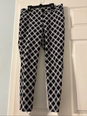 Express Black and White Lattice Plaid Pants size 6R